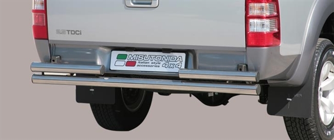 Beskyttelsesbar - dobbelt til bagkofanger i rustfri stål - Fås i sort og blank til pick-up Ford Ranger årg. 06-09