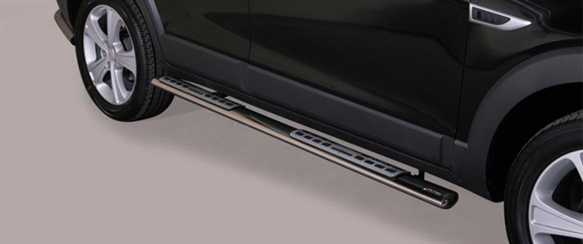 Side bars med trin i rustfri stål - Fås i sort og blank til Chevrolet Captiva