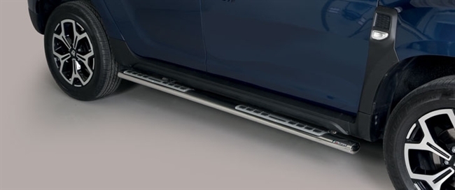 Side bars med trin fra Mach i rustfri stål - Fås i sort og blank til Dacia Duster årg. 18+