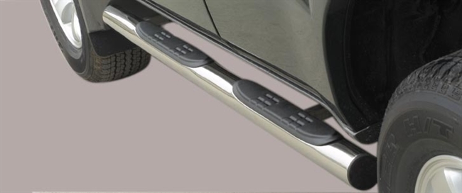 Side bars med trin fra Mach i rustfri stål - Fås i sort og blank til Toyota Landcruiser 120 5 dørs årg. 04+