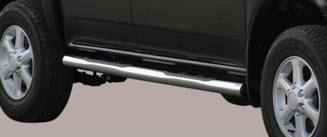 Side bars med trin fra Mach i rustfri stål - Fås i sort og blank til Isuzu D-Max Double Cab årg. 07-12