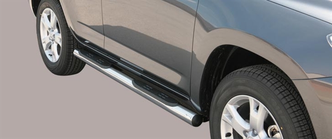 Side bars med trin fra Mach i rustfri stål - Fås i sort og blank til Toyota Rav4 årg. 09-10