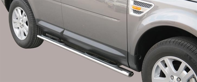 Side bars med trin fra Mach i rustfri stål - Fås i sort og blank til Land Rover Freelander 2 årg. 07+