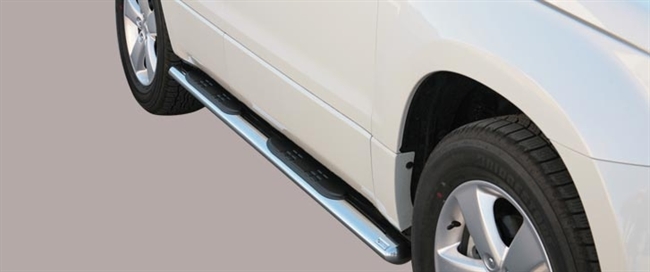 Side bars med trin fra Mach i rustfri stål - Fås i sort og blank til Suzuki Grand Vitara 5 dørs årg. 09+