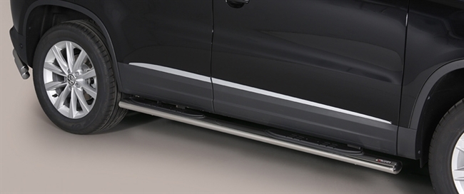 Side bars med trin fra Mach i rustfri stål - Fås i sort og blank til VW Tiguan årg. 11-15