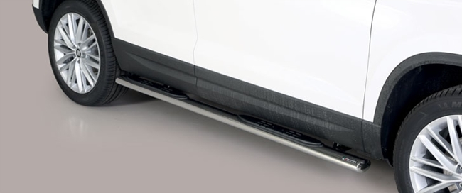 Side bars med trin fra Mach i rustfri stål - Fås i sort og blank til Seat Ateca årg. 18+