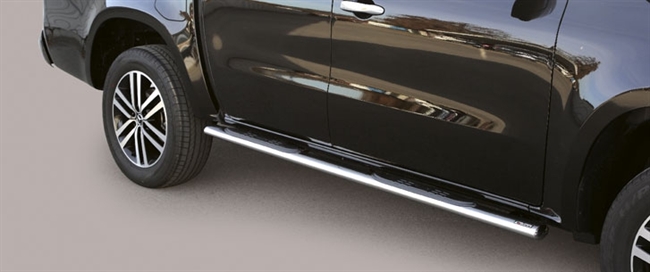 Side bars med trin fra Mach i rustfri stål - Fås i sort og blank til Mercedes X Class årg. 17+