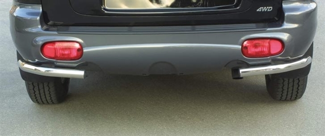 Beskyttelsesbar - Hjørne i rustfri stål - Fås i sort og blank til Hyundai Santa Fe årg. 01-05