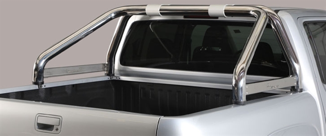 Styrtbøjle/Roll Bar til montering på lad i rustfri stål - Fås i sort og blank med Amarok logo til VW Amarok Double Cab årg. 10-