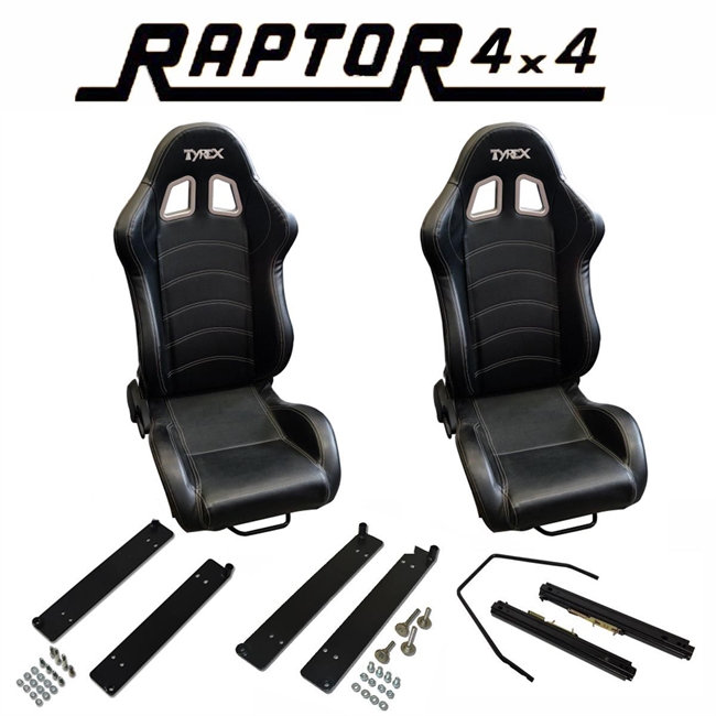 Sæde i skålform fra Tyrex - sportssæde i sort imiteret læder  - Komplet sæt