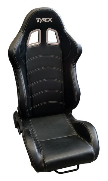 Sæde i skålform fra Tyrex - sportssæde i sort imiteret læder 