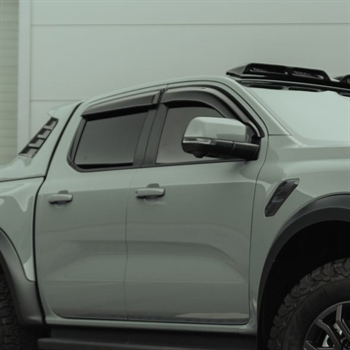 Vindafviser/wind deflector 4 stk. i Dark smoke fra Trux til Ford Ranger Raptor D/C Årgang 2023+