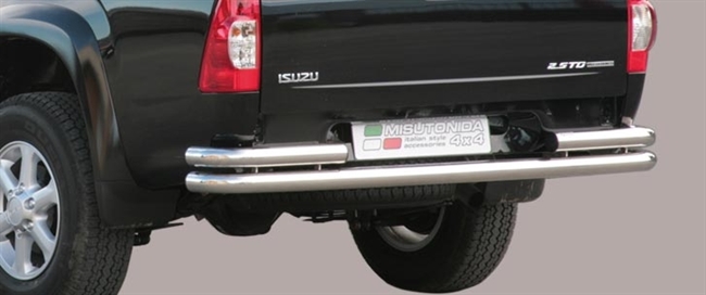 Beskyttelsesbar - dobbelt til bagkofanger i rustfri stål - Fås i sort og blank til pick-up Isuzu D-Max årg. 07-12