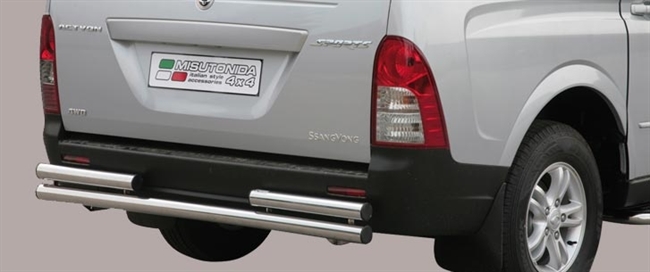Beskyttelsesbar - dobbelt til bagkofanger i rustfri stål - Fås i sort og blank til pick-up SsangYong Actyon Sports årg. 07-12