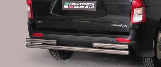 Beskyttelsesbar - dobbelt til bagkofanger i rustfri stål - Fås i sort og blank til pick-up SsangYong Actyon Sports årg. 12+