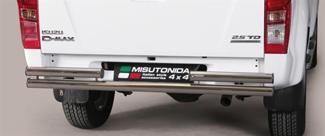 Beskyttelsesbar - dobbelt til bagkofanger i rustfri stål - Fås i sort og blank til pick-up Isuzu D-Max årg. 12+