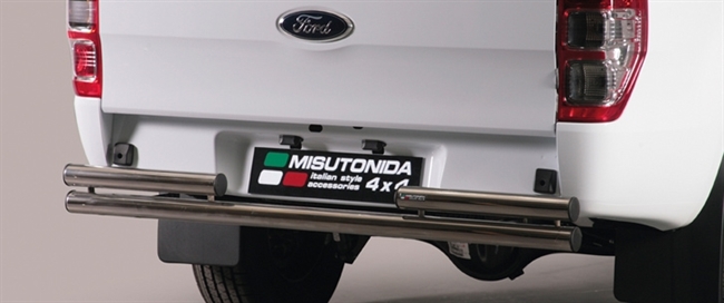 Beskyttelsesbar - dobbelt til bagkofanger i rustfri stål - Blank eller sort til pick-up Ford Ranger Extra Cab årg. 12+