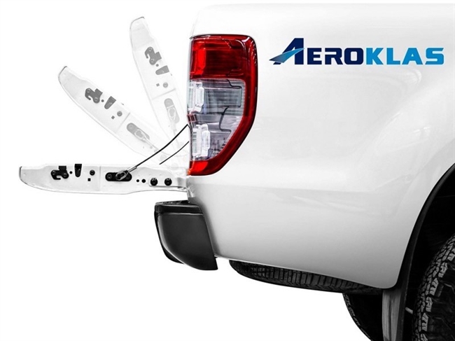 Støddæmper til bagklap fra Aeroklas på Ford Ranger & VW Amarok årgang 2023+