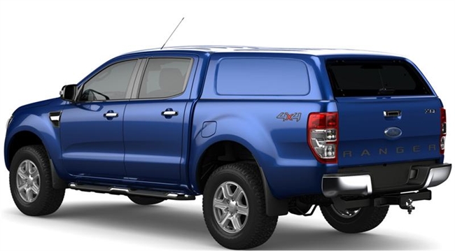 Hardtop fra Aeroklas Commercial u/sideruder med centrallås Lakeret i bilen\'s farve til Ford Ranger Double Cab Årgang 12-22