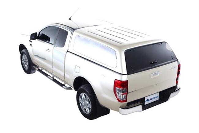 Hardtop fra Aeroklas Commercial u/sideruder med centrallås Lakeret i bilen\'s farve til Ford Ranger Extra Cab Årgang 2012-