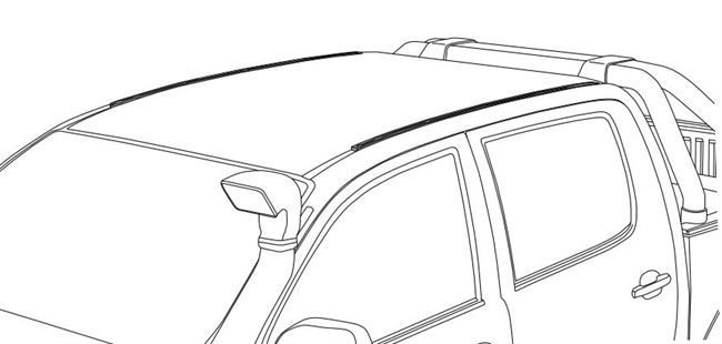 Beslag til montering i tagskinne til Atlas tagbagagebærer/-bøjler fra Ironman4x4 til Toyota Hilux Double Cab årg. 2015+