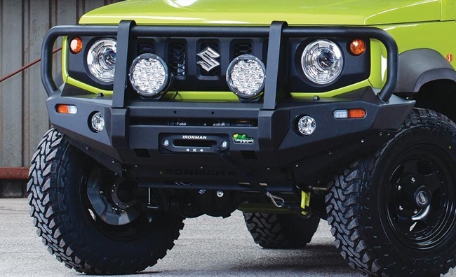 Spilkofanger/Winch Bull Bar m/tågelygter fra Ironman4x4 til Suzuki Jimny 2018+