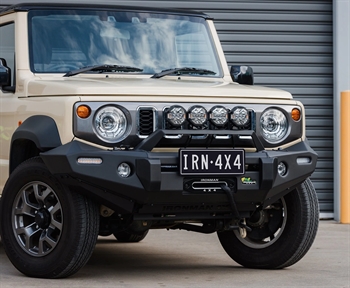 Spilkofanger uden Bull Bar m/tågelygter i aluminium fra Ironman4x4 til Suzuki Jimny 2018+