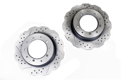 Bremseskive bag krydsborede og rillede massive til Land Rover Discovery 1, Range Rover Classic & Defender (m/bremsekaliber bag)