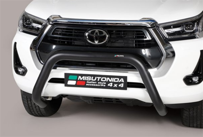 Frontbøjle (Super bar) - EU godkendt - i sort rustfri stål til Toyota Hilux årg. 2021+
