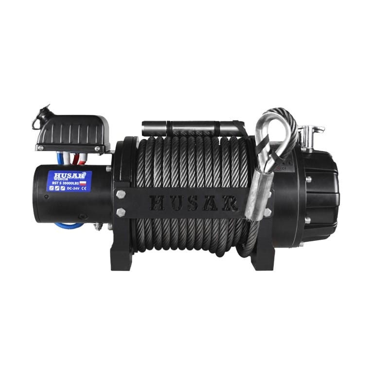El-spil Husar Winch 35000lbs 24v m/stålwire 