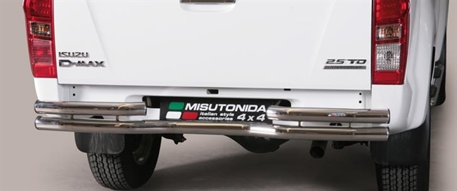 Beskyttelsesbar - dobbelt til bagkofanger i rustfri stål - Fås i sort og blank til Isuzu D-max årg. 12+
