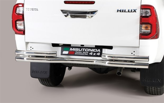 Dobbelt beskyttelsesrør til bagkofanger i rustfri stål - Fås i sort og blank til Toyota Hilux årg. 16+