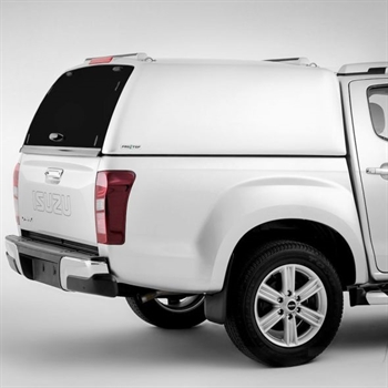 Hardtop fra ProTop Tradesman med glas i bagdør og lakeret i 527 Splash White til Isuzu D-Max Årgang 2017-2020