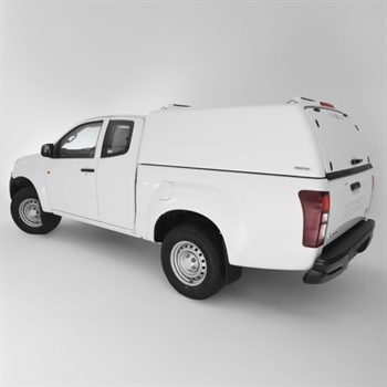 Hardtop fra ProTop Tradesman med glas i bagdør og lakeret i 527 Splash White til Isuzu D-Max X/C Årgang 2017-2020