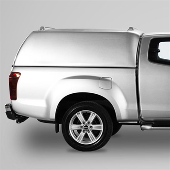 Hardtop fra ProTop Tradesman med glas i bagdør og lakeret i 529 Titanium Silver til Isuzu D-Max X/C Årgang 2017-2020