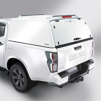 Hardtop fra ProTop Tradesman uden glas i bagdør og lakeret i bilens originalfarve til Isuzu D-Max Årgang 2025+