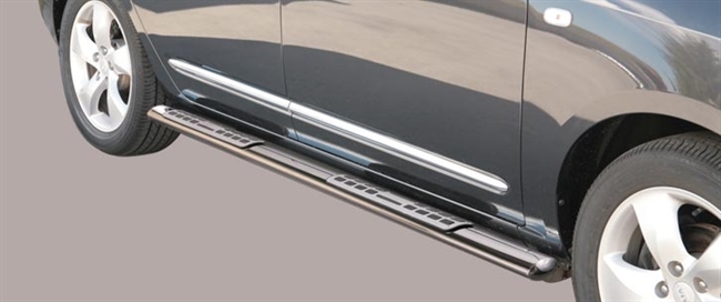 Side bars med trin i rustfri stål - Blank til Kia Carens årg. 08+