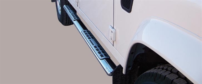Side bars m/trin i rustfri stål - Blank til Land Rover Defender 90