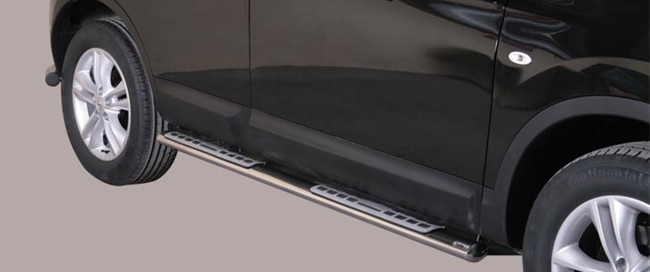 Side bars med trin i rustfri stål - Blank til Nissan Qashqai årg. 07-09