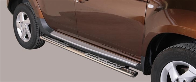 Side bars med trin i rustfri stål - Blank til Dacia Duster årg. 10-18