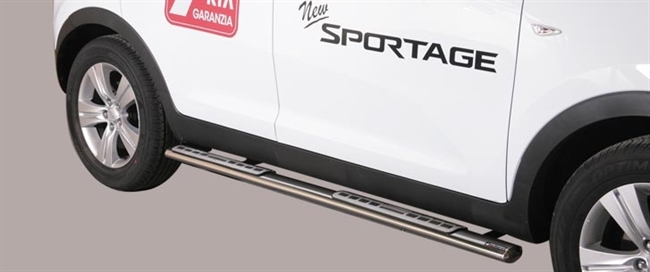 Side bars med trin fra Mach i rustfri stål - Fås i sort og blank til Kia Sportage årg. 08-10