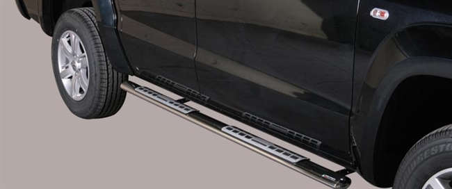 Side bars fra Mach i rustfri stål - Fås i sort og blank til VW Amarok Trend Line årg. 10-