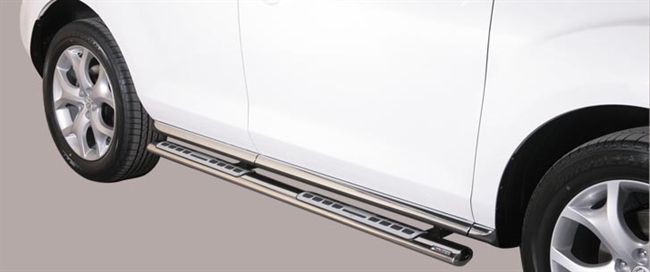 Side bars med trin fra Mach i rustfri stål - Fås i sort og blank til Mazda CX7 årg. 08-10