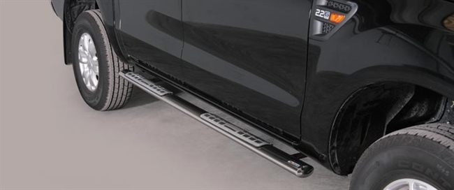 Side bars fra Mach i rustfri stål - Fås i sort og blank til Ford Ranger Double Cab årg. 12+