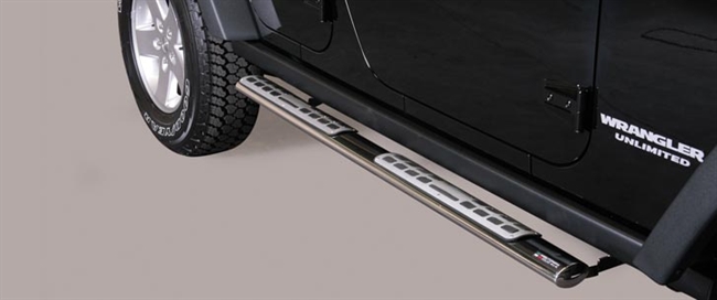 Side bars med trin i rustfri stål - Blank til Jeep Wrangler årg. 11-