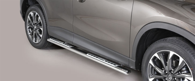Side bars med trin fra Mach i rustfri stål - Fås i sort og blank til Mazda CX5 årg. 15-16