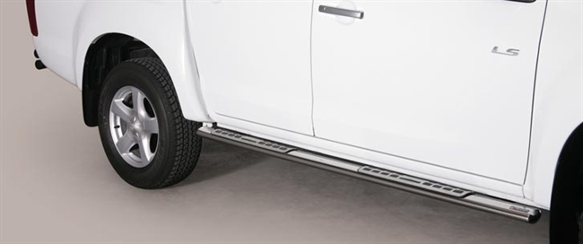 Side bars med trin i rustfri stål - Blank til Isuzu D-max Double Cab årg. 07-12