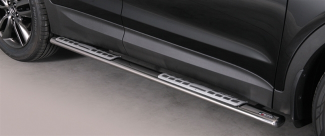 Side bars med trin i rustfri stål - Blank til Hyundai Santa Fe årg. 12>