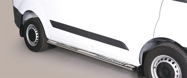 Side bars med trin i rustfri stål - Blank til Ford Transit Custom L1 (kort model) årg. 24+