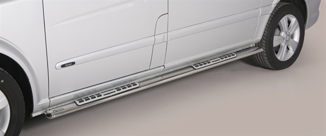 Side bars med trin i rustfri stål - Blank til Mercedes Viano kort model årg. 10+